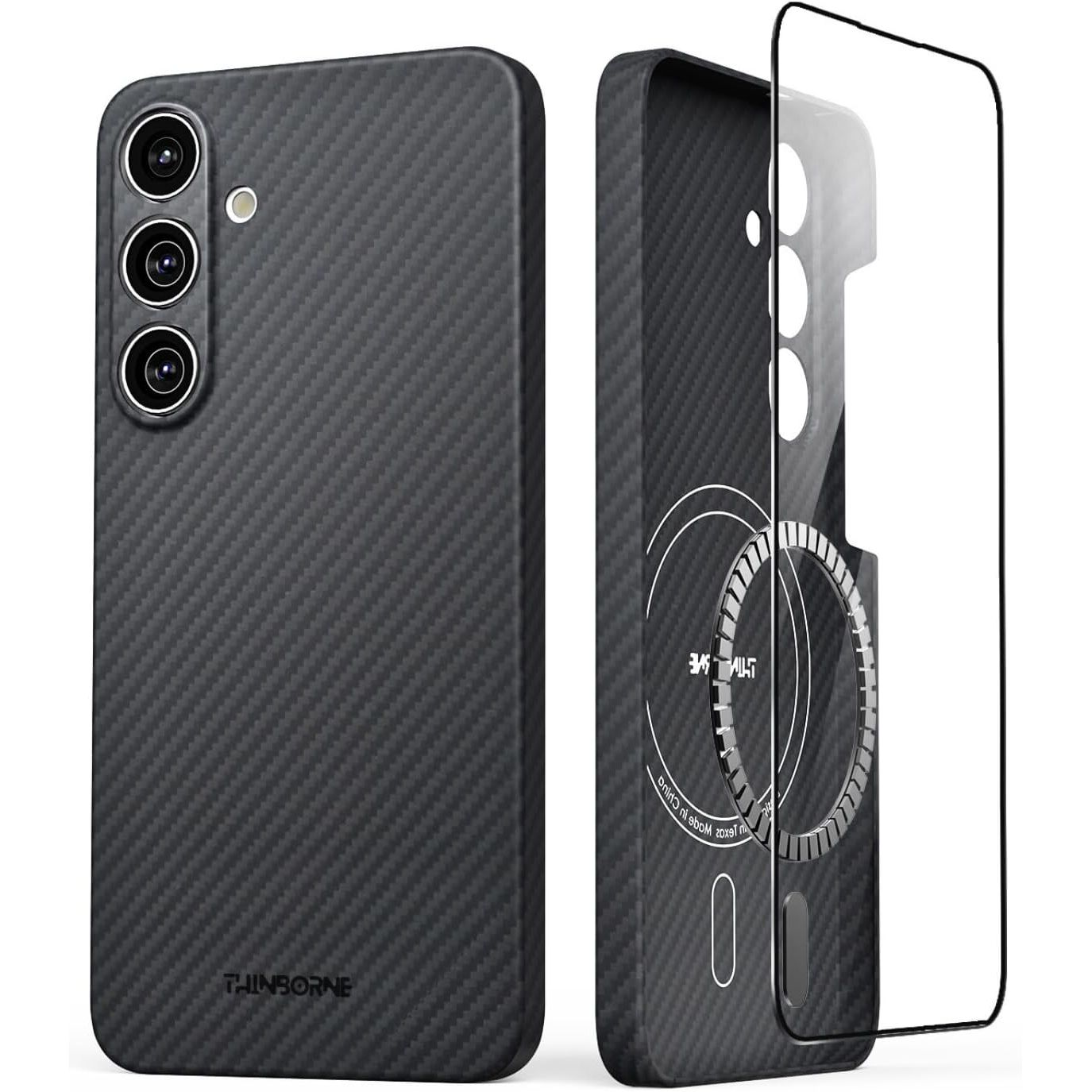 Buy now Thinborne Compatible with Samsung Galaxy S24 Ultra Case, [Made of 600D Aramid Fiber] [Magnetic Charging] [Thin & Lightweight] [ Slim Minimalist Style with Carbon Fiber Textures] Galaxy S24 Black - S24 at indiglob india