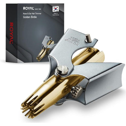 ROYAL [Made in Korea] Nose Hair Trimmer for Men Set, Birdie Set, with Nail Clippers and Tweezers, Manual, Battery-Free, Waterproof, Painless with Twelve Dual-Edged Blades, Patented Mechanism RET-4