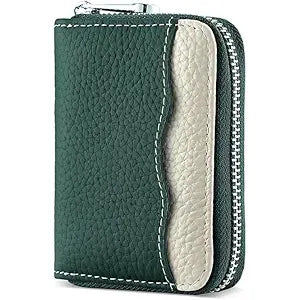 Linno RFID 20 Slots Credit Card Holder Genuine Leather Small Wallet for Women or Men with Zipper