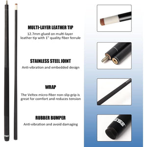 GSE Games & Sports Expert 58" 2-Piece Fiberglass Graphite Composite Billiard Pool Cue Sticks (Several Colors Available, Weight from 18oz, 19oz, 20oz, 21oz)