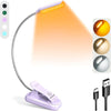 Glocusent Willow Book Light for Reading in Bed, 10LED Bright Reading Light, 3 Colors & 3 Brightness, Rechargeable Book Light Lasts for 80hr, Lightweight Clip on Book Light, Perfect for Book Lovers - Purple