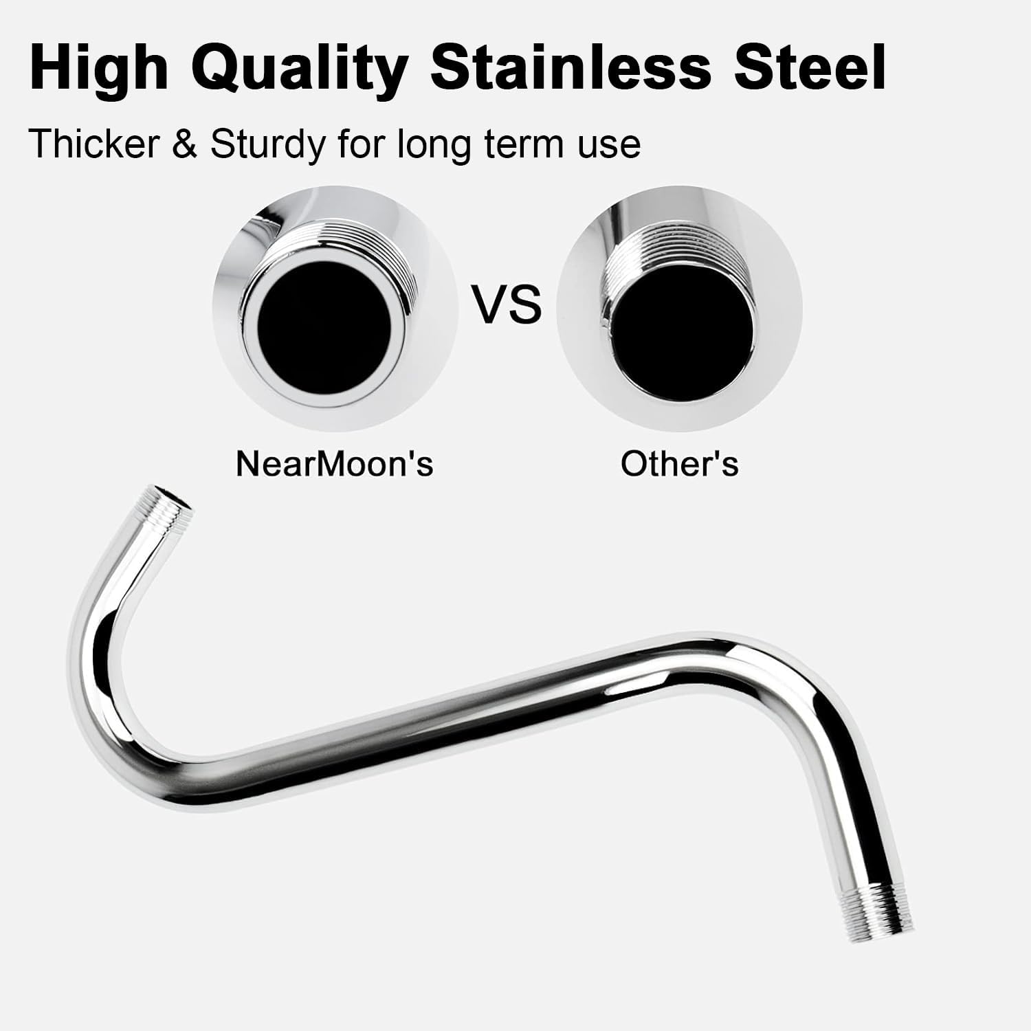 Buy now NearMoon S Shaped Shower Head Riser Arm, Shower Extender Arm with Flange, Standard 1/2" Connection- Bathroom Accessory, 10 Inch (1 Pack, Chrome) at indiglob india