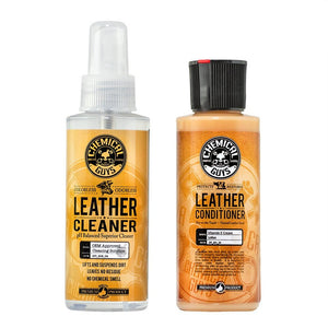 Buy now Chemical Guys Leather Cleaner and Conditioner Kit - 2 Bottles (4 oz Each), Car Cleaner and Conditioner, Safely Cleans & Conditions Leather Car Interiors, Furniture, Shoes, Boots, Bags, Apparel & More at indiglob india