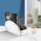 All-in-One Leather White TV Remote Holder for Remote Conrtols with 5 Compartments Nightstand Desktop Media Player Remote Caddy Storage Box Organizer Tray for Mobile Office Stationery Phone Controller