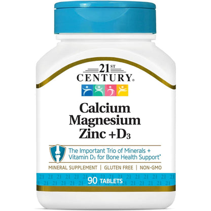 21st Century Cal Mag Zinc +D Tablets, 90 Count (Pack of 2)