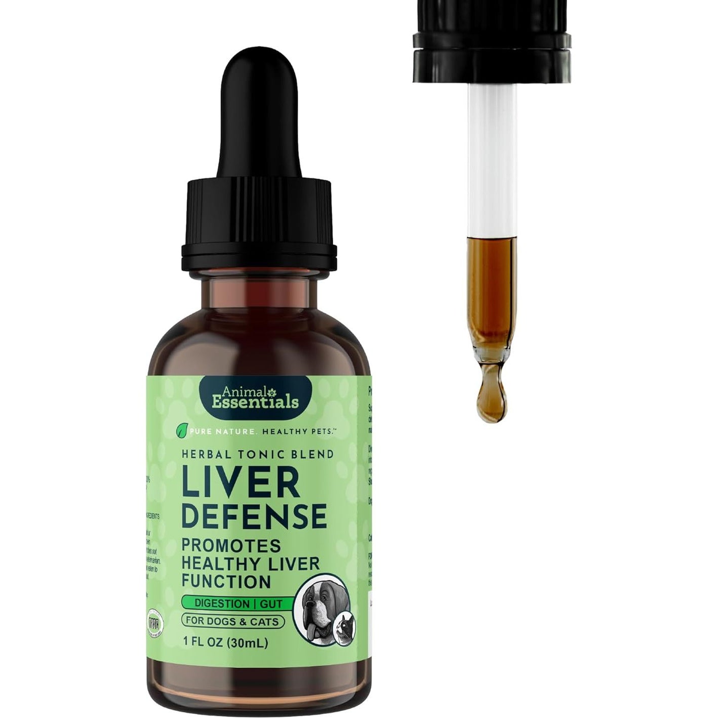 Animal Essentials Liver Defense-Herbal Formula for Dogs & Cats, Maintain Healthy Liver Function, Sweet Taste, 100% Organic Human Grade Herbs, Veterinarian Recommended Animal Wellness Tonics - 1 Fl Oz