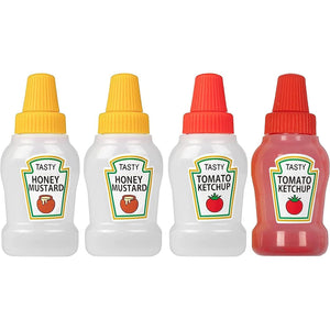 RONRONS 4 Pieces Mini Ketchup Bottles for Lunch Box, 25ml Salad Dressing Containers Small Condiment Squeeze Bottles for Sauce