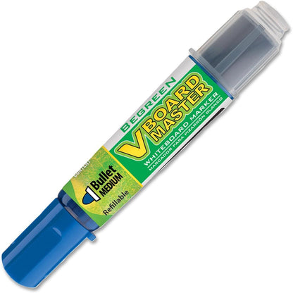 PILOT V Board Master BeGreen Refillable Dry-Erase Markers, Bullet Tip, Black Ink, 12 Count