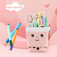 Cute Standing Pencil Case Pen Holder for Kids, Pop Up Stand UP Bubble Tea Pen Organizer Kawaii Stationary for Christmas Holiday New Year Office (Pink)