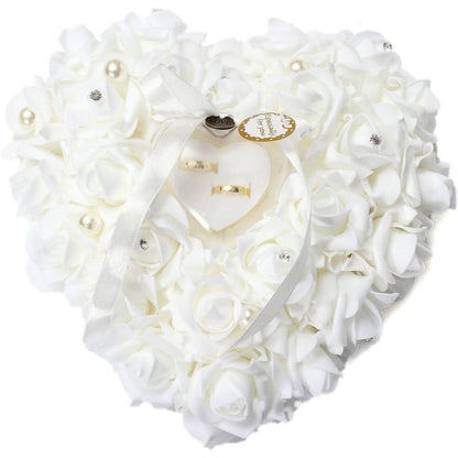Buy now HONEYGIFTS Wedding Ring Pillow, Irovy Ring Bearer Holder Pillows Heart Shape Rose Lace Cushion for Wedding Party Anniversary Ceromony at indiglob india