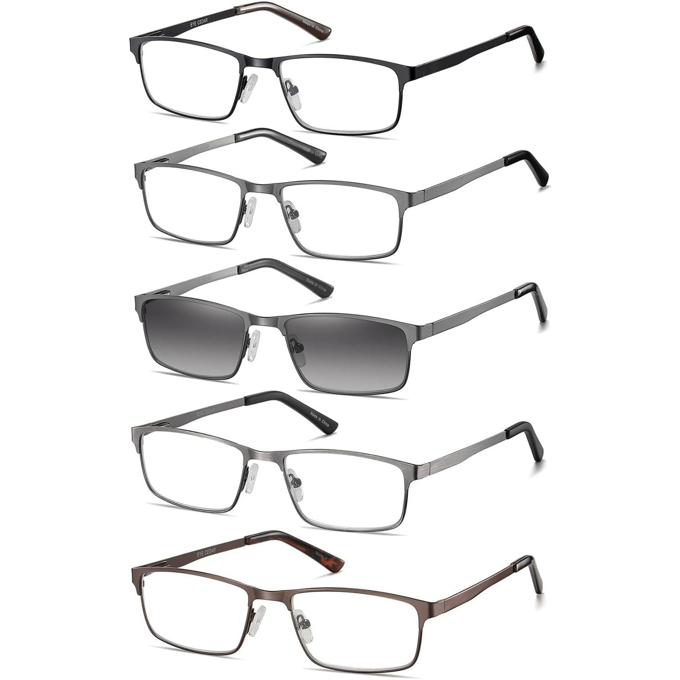 EYECEDAR 5-Pack Reading Glasses For Men Spring Hinges Readers for Men 1.00