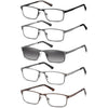 EYECEDAR 5-Pack Reading Glasses For Men Spring Hinges Readers for Men 1.00 - 5 Colors Mixed