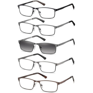 EYECEDAR 5-Pack Reading Glasses For Men Spring Hinges Readers for Men 1.00