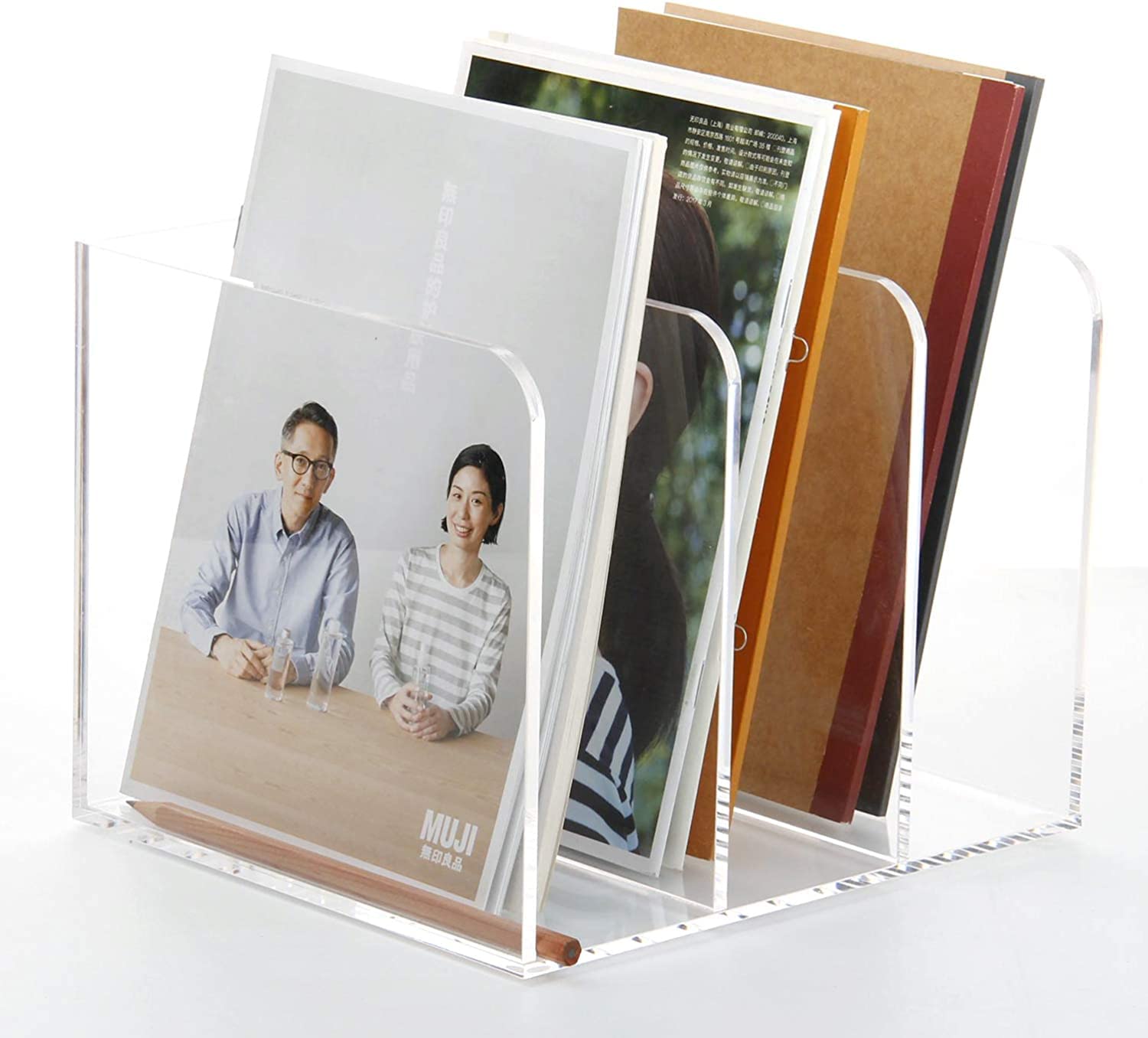 Buy now ROZO Magazine Holder, Clear Acrylic Desk File Organizer an Accessories, Office Organization and Storage 1 Pack (Clear 3V) at indiglob india