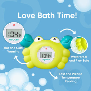 Aycorn Digital Baby Bath & Room Thermometer - Fahrenheit with LED Display & Temperature Warning - Infant Baby Bath Toys Floating Toy Thermometer