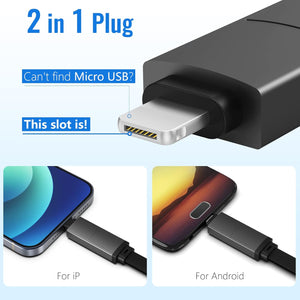 Multi Charging Cable Short,Travel Portable Magnetic Keyring 5 in 1 USB Charger Data Cord,PD 60W USB A/C to Type C/Lighting/Micro Connectors for iPhone iPad MacBook Samsung, 6.3in