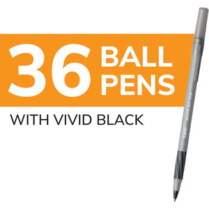 BIC Round Stic Grip Xtra Comfort Black Ballpoint Pens, Medium Point (1.2mm), 36-Count Pack, Perfect Writing Pens With Soft Grip for Superb Comfort and Control