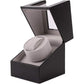 Automatic Single Watch Winder, in Wood Shell and Black Leather/Carbon Fiber Leather, Japanese Motor