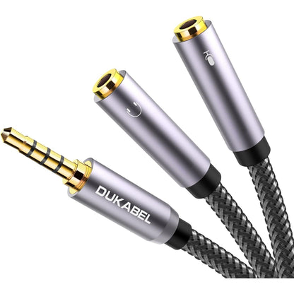 DUKABEL Headsets Splitter Adapter, 3.5mm Jack Separate Headphone & Mic Plug Adapter 3.5mm Combo Audio Adapter Cable for PS4 Gaming Headset PC Xbox One Laptop -<11inch/30CM>