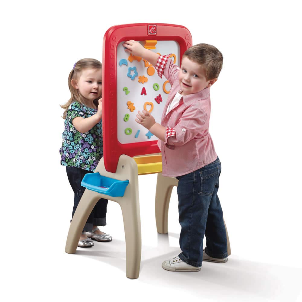 Buy now Step2 All Around Easel for Two, Kids Activity Table, Double-Sided Art Board, Made of Durable Plastic, Includes 94-Piece Soft Foam Magnets, For Toddlers 3+ Years Old at indiglob india
