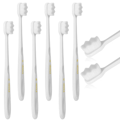 Adult Extra Soft Toothbrush with 20000 Soft Bristles, (Pack of 6) Micro Nano Manual Toothbrushes for Protect Sensitive Gums, Black/White