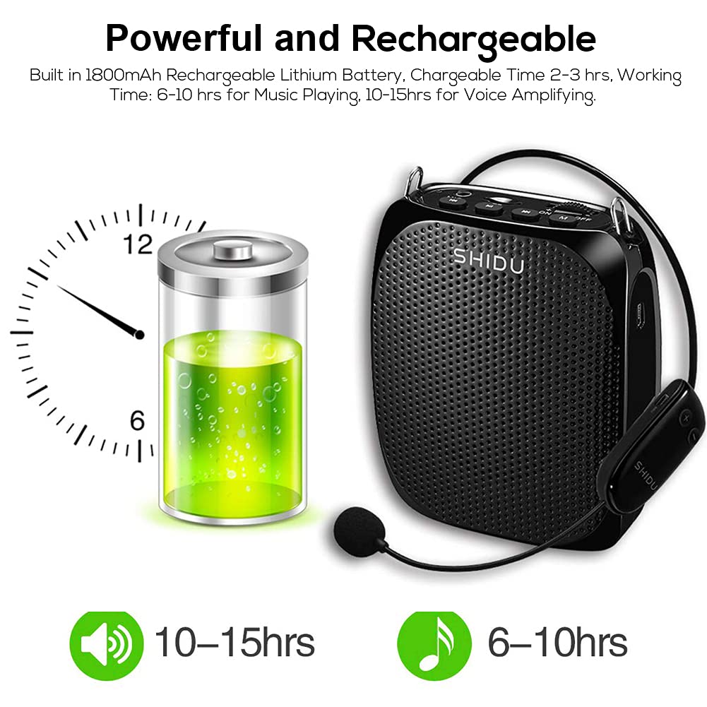 Buy now SHIDU S615 Wireless Voice Amplifier, 10W Portable Mini Amplifier with AUX Connectivity, Rechargeable for Teachers, Tour Guides, Coaches, Yoga Fitness Instructors at indiglob india