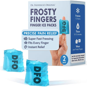 Dr. Frederick's Original Frosty Fingers - 2 ct - Gel Ice Packs for Finger, Thumb, or Joint Pain Relief - Reusable & Adjustable Sleeves