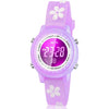 Waterproof LED Kids Watches with Alarm - Kids Toys Gifts for Girls Age 3-10 - Flower Purple