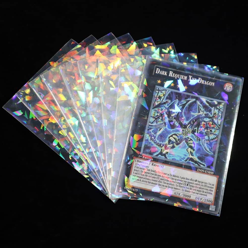 100pcs Broken Glass Gemstone Laser Flashing Card Film Holographic Idol Photo Sleeves Ultra Super Protector (61x88mm) - My Store