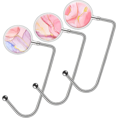 Purse Hook Handbag Hangers for Table Storage Decor, Womens Bag Hanger Holder (Marble White+Black)