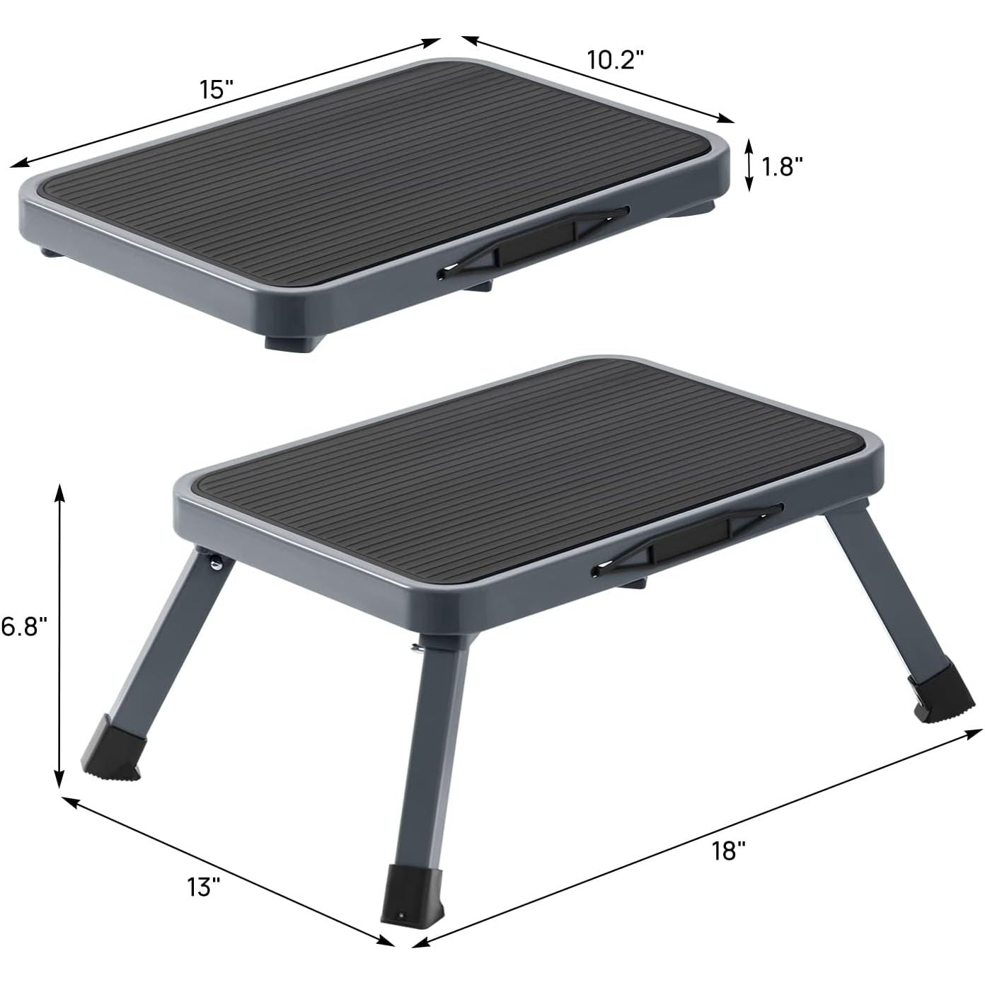 Buy now Ollieroo Metal Folding Step Stool, Wide One Step Stool with Non Slip Rubber Platform, 7 inch One Step Ladder, Max Load 330 lbs for Adults Kids, Portable Foot Stool for Kitchen Bedroom（Grey） at indiglob india