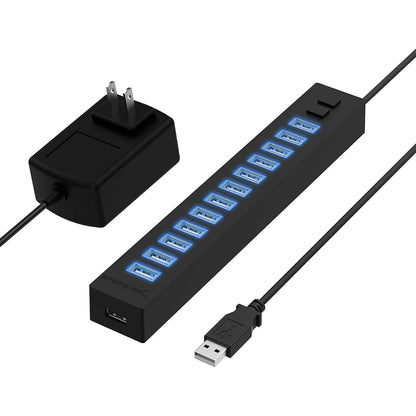 SABRENT 13 Port High Speed USB 2.0 Hub with Power Adapter and 2 Control Switches (HB-U14P)