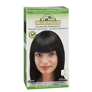 Corpore Sano Permanent Hair Color Dye(Does Not Contain:PPD, AMMONIA, RESORCINOL, PARABENS.(~ 1 Black)