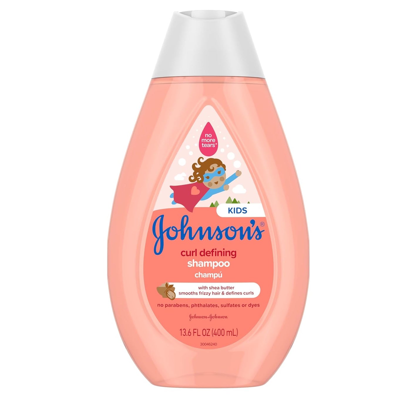 Johnson's Kids Curl-Defining, Frizz Control, Tear-Free Shampoo + Shea Butter, Paraben-, Sulfate- & Dye-Free, Hypoallergenic & Gentle for Kids Hair, 13.6 fl. oz