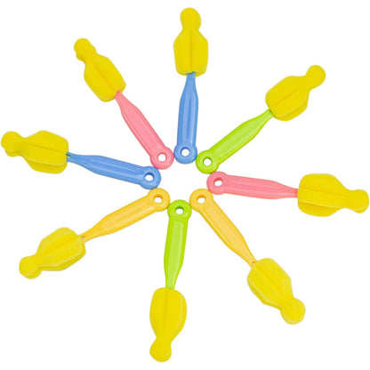 AUEAR, Milk Bottle Nipple Brushes Pacifier Sponge Cleaning Small Brush Cleaner Set for Bottles and Accessories (10 Pcs)