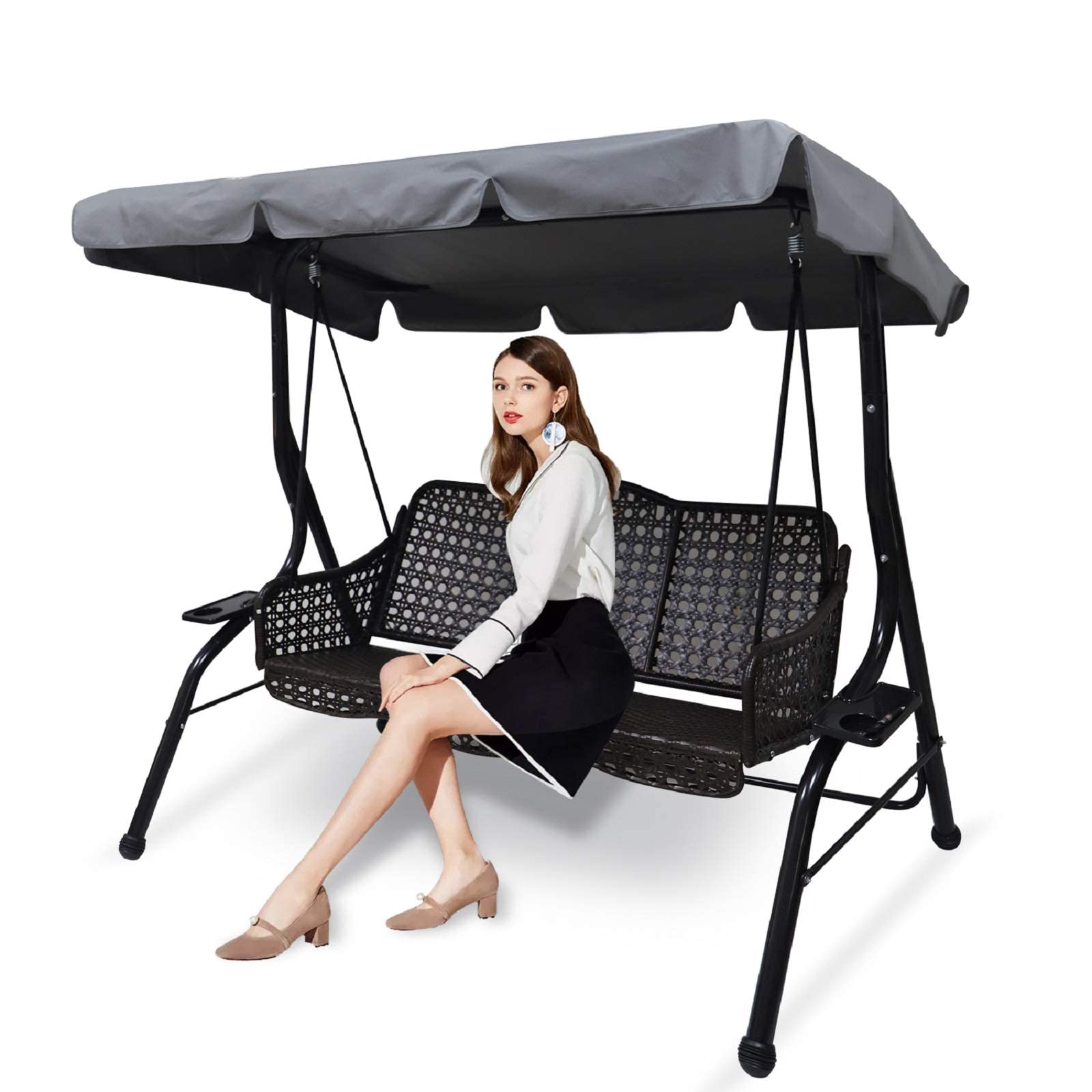 Buy now Swing Chair Canopy Replacement, 2 Seater Garden Seat Cover, Waterproof Windproof Anti-UV Heavy Duty Rip Proof Hammock Top Outdoor Furniture Covers (Grey, Small), Gray at indiglob india