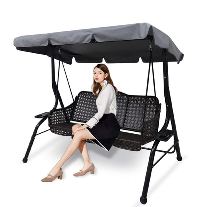 Buy now Swing Chair Canopy Replacement, 2 Seater Garden Seat Cover, Waterproof Windproof Anti-UV Heavy Duty Rip Proof Hammock Top Outdoor Furniture Covers (Grey, Small), Gray at indiglob india