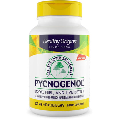 Healthy Origins Pycnogenol 100 mg (Nature's Super Antioxidant, Non-GMO, Gluten Free, Cardiovascular Support), 60 Veggie Caps
