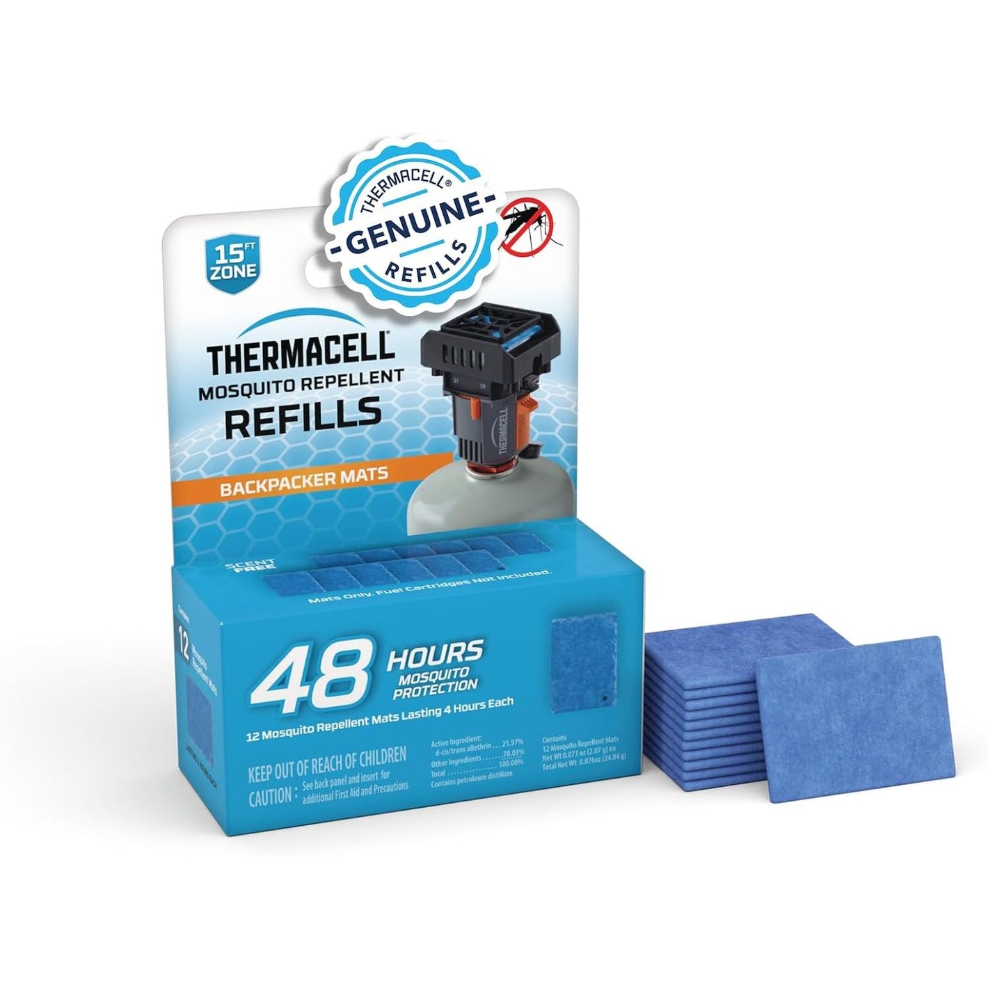 Thermacell Mosquito Repellent Refills; Compatible with Thermacell Backpacker; Highly Effective, Long Lasting, No Spray, Scent, or Mess; 15 Foot Zone of Mosquito Protection