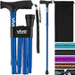 Vive Folding Cane - Foldable Walking Cane for Men, Women - Fold-up, Collapsible, Lightweight, Adjustable, Portable Hand Walking Stick - Balancing Mobility Aid - Comfortable Ergonomic Handle