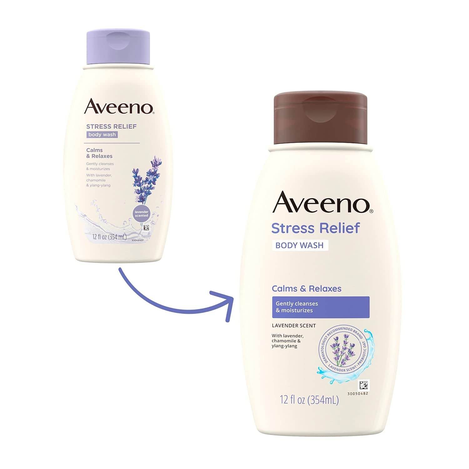 Aveeno Stress Relief Body Wash with Soothing Oat,Lavender, Chamomile & Ylang-Ylang Essential Oils, Hypoallergenic, Dye-Free & Soap-Free Calming Body Wash gentle on Sensitive Skin, 12 fl. oz(Pack of 2) - My Store