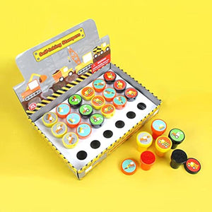 24 Pcs Construction Trucks Stampers for Kids Garbage Truck Dump Truck Party Favors Giveaways Classrooom Rewards Pinata Fillers Party Treat Goody Bag Stuffers