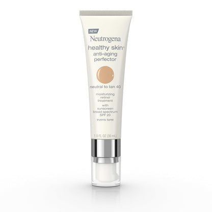 Neutrogena Retinol Treatment & Tinted Facial Moisturizer, Healthy Skin Anti-Aging Perfector, Broad Spectrum SPF 20 Sunscreen & Titanium Dioxide, Blendable Sheer Coverage, 30 Light to Neutral, 1 fl. Oz