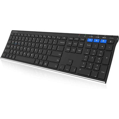 Arteck HB192 Universal Bluetooth Keyboard Multi-Device Stainless Steel Full Size Wireless Keyboard for Windows iOS Android Computer Desktop Laptop Surface Tablet Smartphone Rechargeable Battery - My Store