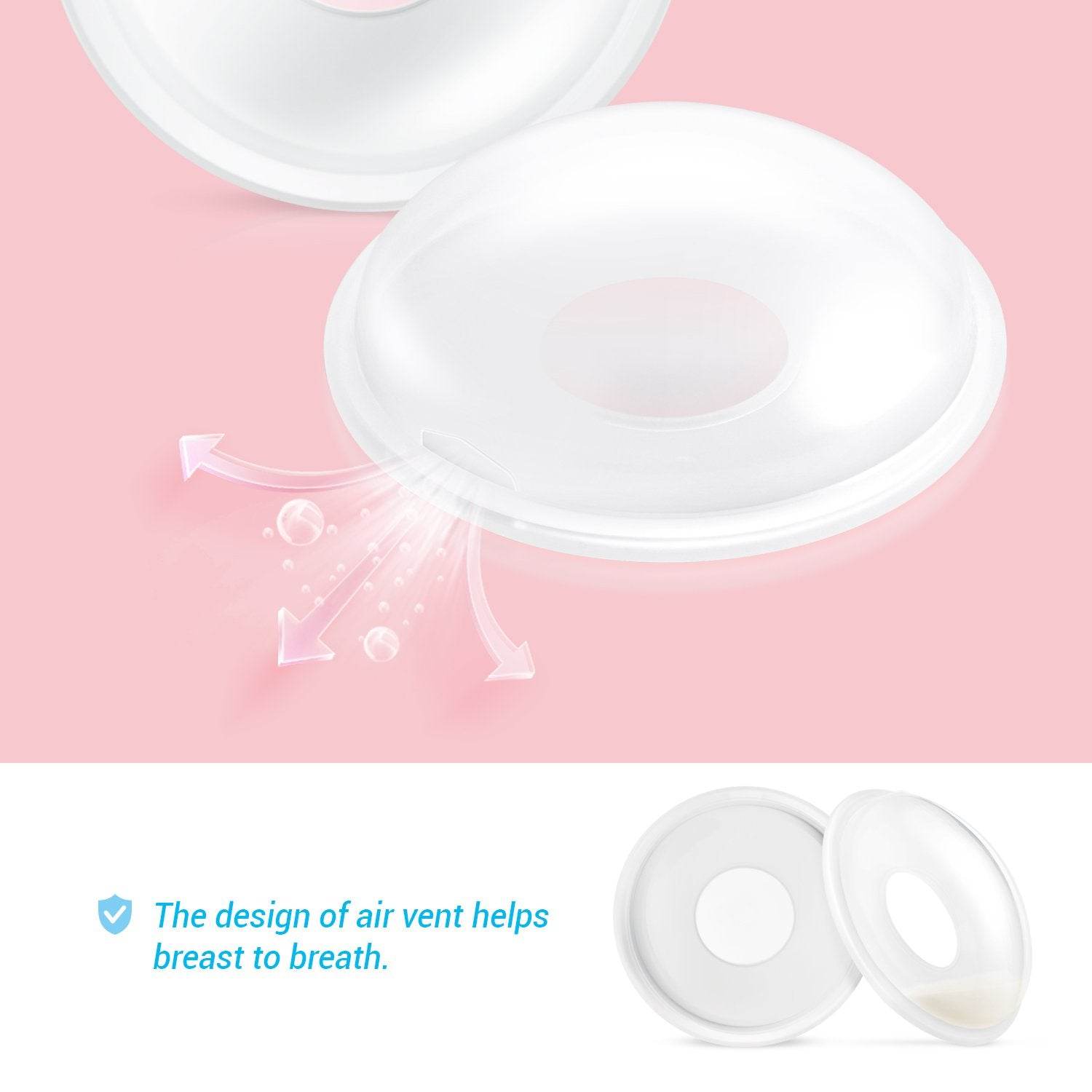 Breast Shells, Nursing Cups, Milk Saver, Protect Sore Nipples for Breastfeeding, Collect Breastmilk Leaks for Nursing Moms, Soft and Flexible Silicone Material, Reusable, 2-Pack - My Store