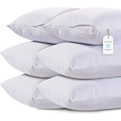 White Classic King Pillow Covers with Zipper 2 Pack - 20 x 36 Ultra-Soft, Cozy and Noiseless King Pillow Protector, 200 Thread Count, Fade-Resistant Pillow Shams