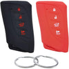 Silicone Rubber Key Fob Cover Compatible with Lexus (4 Buttons) ES300h ES350 LC500 LC500h LS500h NX350 NX250 NX350h GX460 LS500 RX350 (Black Black) - Black Red