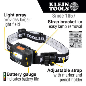 Buy now Klein Tools 56049 Rechargeable Headlamp / LED Lights, Adjustable Fabric Strap with Marker / Pencil Holder, 260 Lumens, for Work and Outdoors at indiglob india