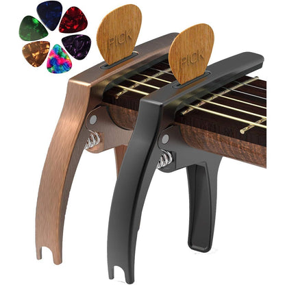 Guitar Capo,TANMUS 3in1 Zinc Metal Capo for Acoustic and Electric Guitars (with Pick Holder and 4Picks),Ukulele,Mandolin,Banjo,Guitar Accessories