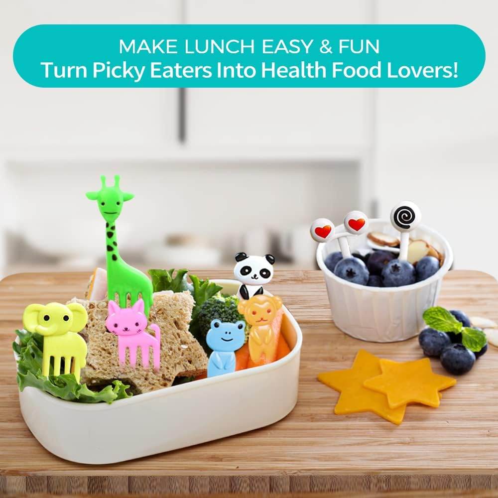 156PCS Animal Food Picks for Kids Bento Box Accessories, FATLODA Fun Kid Food Picks, Cute Fruit Toothpicks for Kids Lunch Accessories, Reusable Lunchbox Pick for Kid Toddler - My Store
